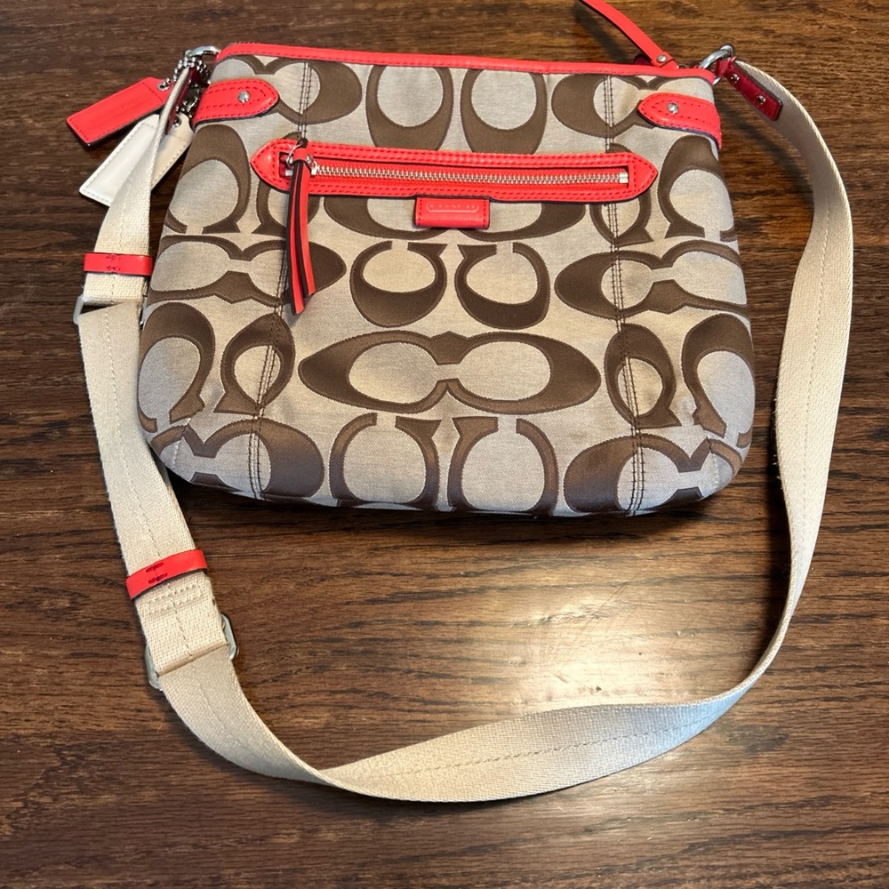 Stylish Brown and Red Crossbody Bag
